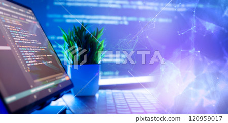 Digital technology industry concept development of programming and coding technologies. Digital technology industry concept development of programming and coding technologies. 120959017