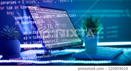 Digital technology industry concept development of programming and coding technologies. 120959018