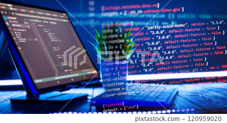 Digital technology industry concept development of programming and coding technologies. Digital technology industry concept development of programming and coding technologies. 120959020