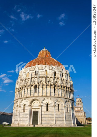 The Pisa Baptistery of St. John, Italy, sunny summer day 120959047