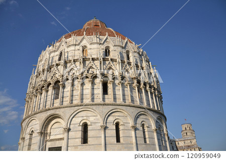 The Pisa Baptistery of St. John, Italy, sunny summer day 120959049