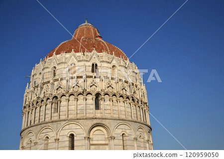 The Pisa Baptistery of St. John, Italy, sunny summer day 120959050