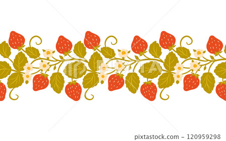 Strawberry Ornamental Border Seamless Repeat Pattern. Vector Illustration 120959298