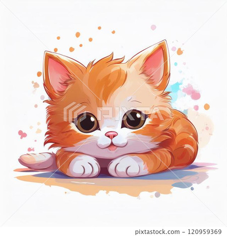 小貓圖示風格插圖（AI 生成圖像） 120959369