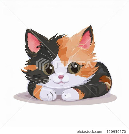 小貓圖示風格插圖(AI 生成圖像) 小貓圖示風格插圖(AI 生成圖像) 120959370