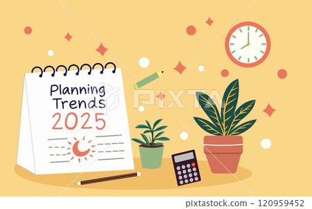 Planning 2025 trends new year symbol illustration Planning 2025 trends new year symbol illustration 120959452