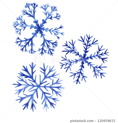 Set of watercolor snowflakes. Watercolor hand drawn snowflake illustration. Christmas isolated image for your design 120959615