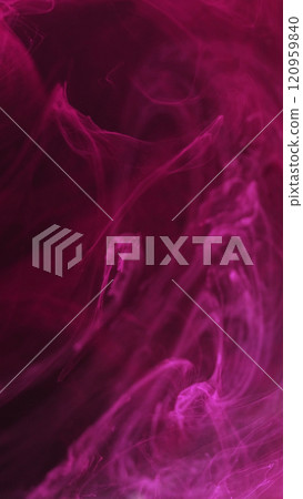 Blur ink. Water background. Defocused bright purple paint mist smoke vortex vapor steam liquid moving on abstract modern art light. 120959840