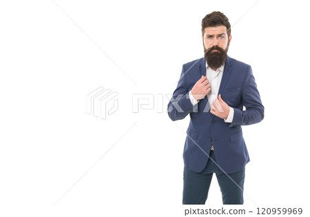 Elegance is always in fashion. Elegant businessman with fashion look. Bearded man in classy fashion style. Menswear store. Business fashion and style. For formal occasion 120959969