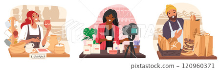 Pottery workshop, skin and body care beauty cosmetics store, bakery house small business promotion Pottery workshop, skin and body care beauty cosmetics store, bakery house small business promotion 120960371