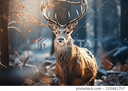 colorful wild deer in woods 120961707