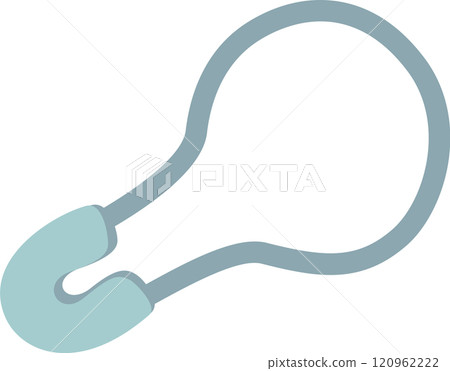 Closed safety pin, featuring a light blue clasp, effectively securing fabric, ensuring garments remain intact and preventing wardrobe malfunctions 120962222