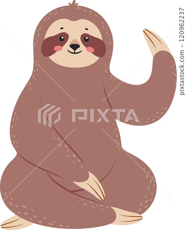 Adorable cartoon sloth sitting and waving its paw, isolated illustration on a white background, perfect for children book illustrations, prints, greeting cards, and other design projects Adorable cartoon sloth sitting and waving its paw, isolated illustration on a white background, perfect for children book illustrations, prints, greeting cards, and other design projects 120962237
