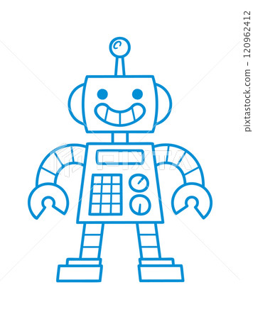 Cute robot childish drawing scribble 120962412