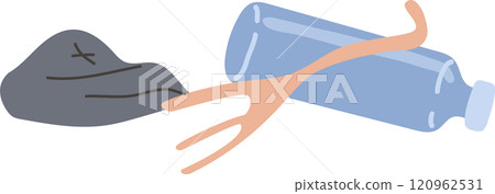 Robotic arm collecting a plastic bottle and a piece of plastic from polluted waters, representing innovative solutions for ocean cleanup and environmental protection Robotic arm collecting a plastic bottle and a piece of plastic from polluted waters, representing innovative solutions for ocean cleanup and environmental protection 120962531