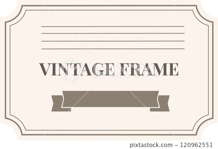 Vintage frame featuring a ribbon and elegant lines, enhancing certificates, invitations, and formal documents with timeless charm and sophistication 120962551