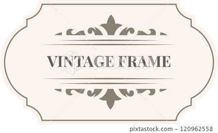 Vintage frame featuring elegant ornaments, evoking a sense of retro charm and timeless sophistication, suitable for various design projects Vintage frame featuring elegant ornaments, evoking a sense of retro charm and timeless sophistication, suitable for various design projects 120962558