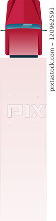 Red pickup truck driving on a long, straight road, minimalist illustration with plenty of copy space, perfect for transportation and logistics concepts Red pickup truck driving on a long, straight road, minimalist illustration with plenty of copy space, perfect for transportation and logistics concepts 120962591
