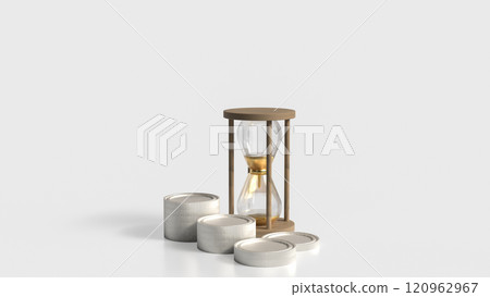 The Sand clock and coins for Business concept 3d rendering. 120962967