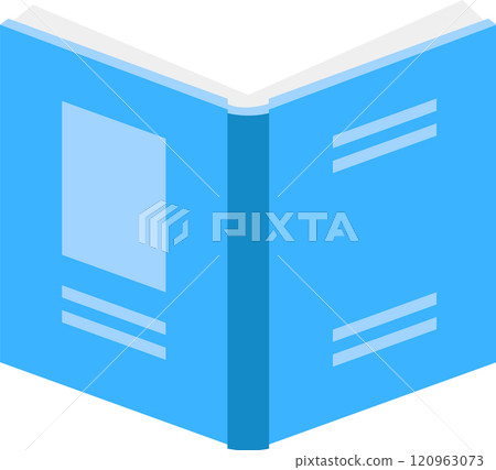 Open blue hardcover book resting on a white surface, revealing blank pages and a sturdy spine, symbolizing themes of reading, knowledge, and education in a creative context 120963073