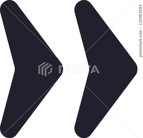 Two dark colored arrows are pointing towards the right side, symbolizing progress, direction, and advancement, creating a visual representation of moving forward Two dark colored arrows are pointing towards the right side, symbolizing progress, direction, and advancement, creating a visual representation of moving forward 120963084