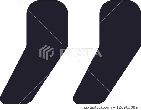 Quotation marks icon represents a punctuation mark used to enclose direct quotations or spoken words, indicating a verbatim reproduction of someone s statement 120963089