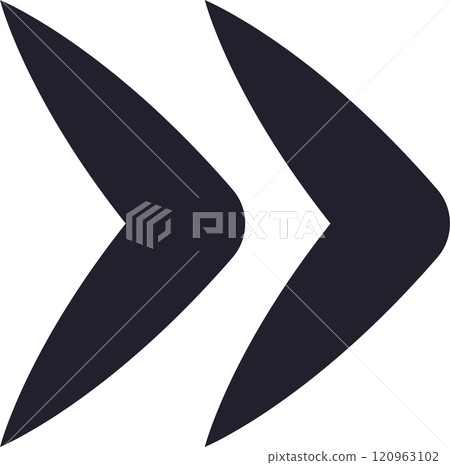 Two dark arrows pointing right create a dynamic visual representation of progress and forward momentum, symbolizing direction, advancement, and the journey toward success Two dark arrows pointing right create a dynamic visual representation of progress and forward momentum, symbolizing direction, advancement, and the journey toward success 120963102