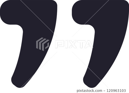 Two dark, rounded quotation marks contrasting against a white background, representing cited text, speech, or engaging conversations in various forms of communication Two dark, rounded quotation marks contrasting against a white background, representing cited text, speech, or engaging conversations in various forms of communication 120963103