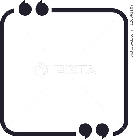 Minimalist black square quote box with quotation marks framing a blank area, providing a simple and elegant design for displaying text citations 120963105