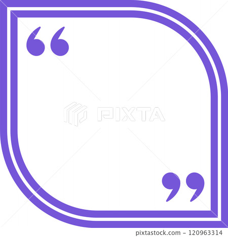 Purple rounded corner quote box featuring opening and closing double quotation marks, providing an elegant frame for text citations and important messages Purple rounded corner quote box featuring opening and closing double quotation marks, providing an elegant frame for text citations and important messages 120963314