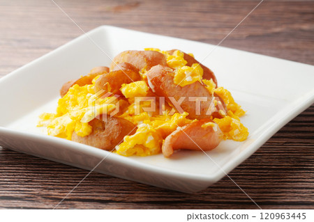 Sausage and egg stir fry Sausage and egg stir fry 120963445