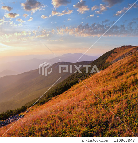 Summer morning mountain view (Carpathian, Ukraine). Summer morning mountain view (Carpathian, Ukraine). 120963848