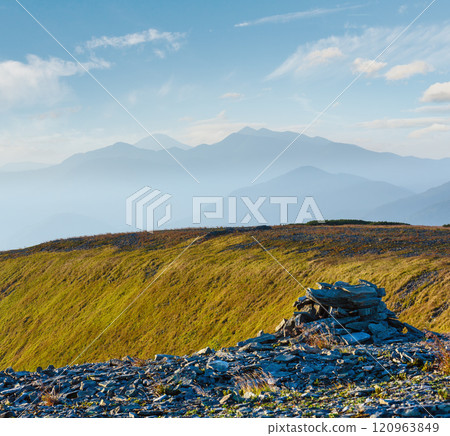 Summer morning mountain view (Carpathian, Ukraine). Summer morning mountain view (Carpathian, Ukraine). 120963849