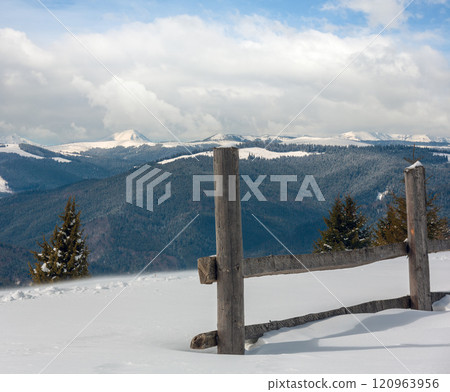 Winter snowy Carpathian mountains, Ukraine 120963956