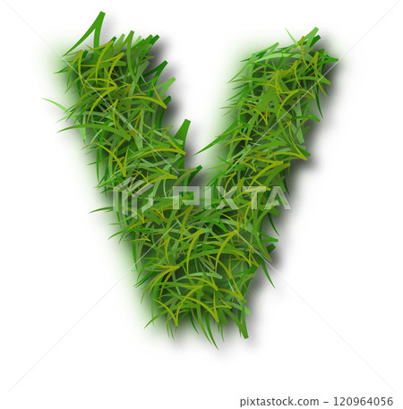 Green Grass Alphabet Letter v Lowercase 120964056