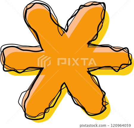 Orange Outline Scribble Alphabet Asteriks Star Mark Orange Outline Scribble Alphabet Asteriks Star Mark 120964059
