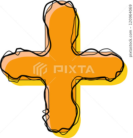 Orange Outline Scribble Alphabet Plus Mark Orange Outline Scribble Alphabet Plus Mark 120964069