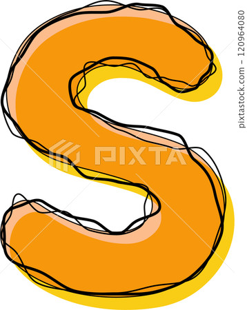 Orange Outline Scribble Alphabet Letter s Lowercase Orange Outline Scribble Alphabet Letter s Lowercase 120964080