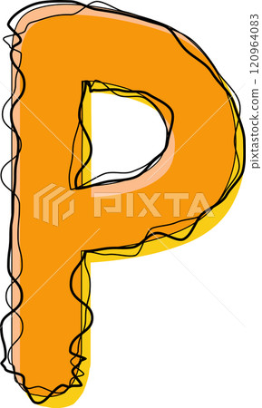 Orange Outline Scribble Alphabet Letter p Lowercase Orange Outline Scribble Alphabet Letter p Lowercase 120964083