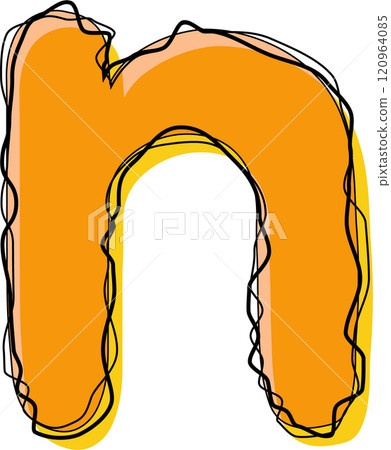 Orange Outline Scribble Alphabet Letter n Lowercase 120964085
