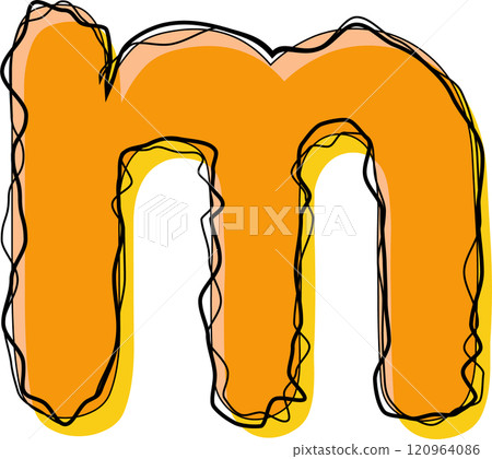 Orange Outline Scribble Alphabet Letter m Lowercase Orange Outline Scribble Alphabet Letter m Lowercase 120964086