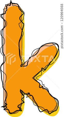 Orange Outline Scribble Alphabet Letter k Lowercase Orange Outline Scribble Alphabet Letter k Lowercase 120964088