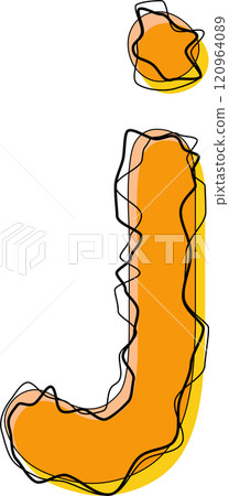 Orange Outline Scribble Alphabet Letter j Lowercase Orange Outline Scribble Alphabet Letter j Lowercase 120964089