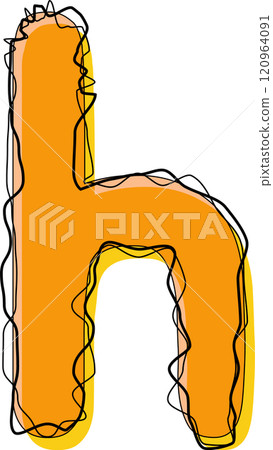 Orange Outline Scribble Alphabet Letter h Lowercase Orange Outline Scribble Alphabet Letter h Lowercase 120964091