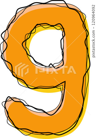 Orange Outline Scribble Alphabet Letter g Lowercase Orange Outline Scribble Alphabet Letter g Lowercase 120964092