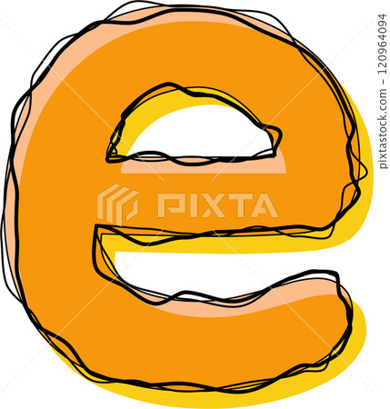 Orange Outline Scribble Alphabet Letter e Lowercase Orange Outline Scribble Alphabet Letter e Lowercase 120964094
