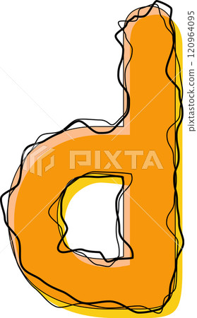 Orange Outline Scribble Alphabet Letter d Lowercase Orange Outline Scribble Alphabet Letter d Lowercase 120964095