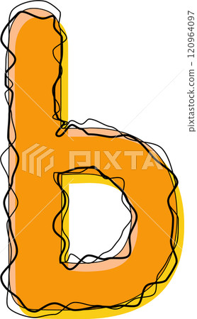 Orange Outline Scribble Alphabet Letter b Lowercase 120964097