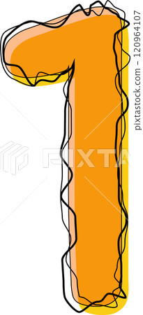 Orange Outline Scribble Alphabet Number 1 Orange Outline Scribble Alphabet Number 1 120964107