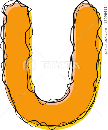 Orange Outline Scribble Alphabet Letter U Orange Outline Scribble Alphabet Letter U 120964114